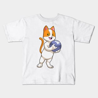 Cat at Bowling with Bowling ball Kids T-Shirt